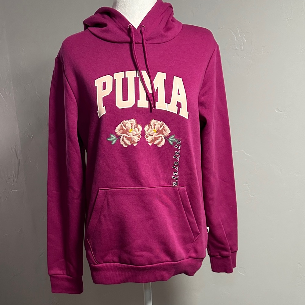 PUMA Women's Magenta Hoodie with Floral Design